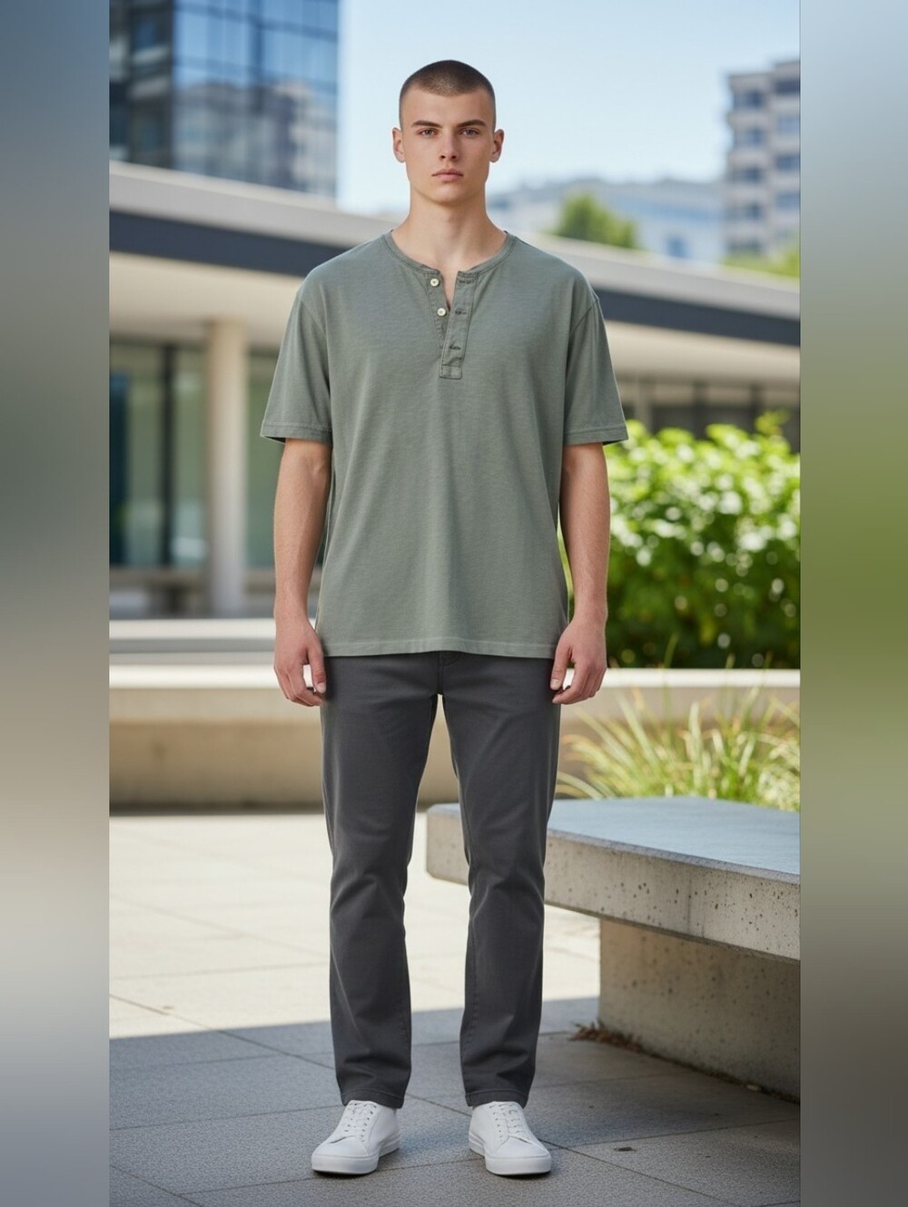 J. Crew Olive Green Short-Sleeve Henley